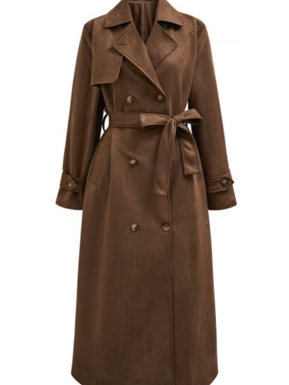Chicwish - BESPOKE-ESQUE FAUX SUEDE LONGLINE COAT